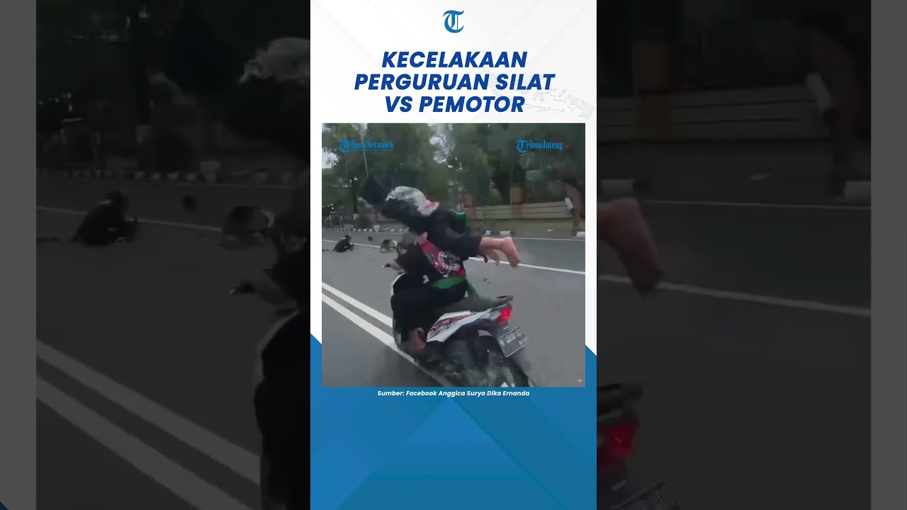 Detik-detik Kecelakaan Anggota Perguruan Silat Vs Pemotor saat Konvoi
