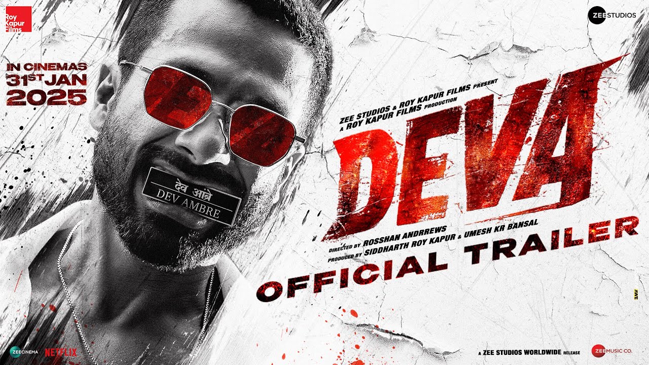 Deva | Official Trailer l Shahid Kapoor | Pooja Hegde | Rosshan Andrrews | In Cinemas 31stJanuary