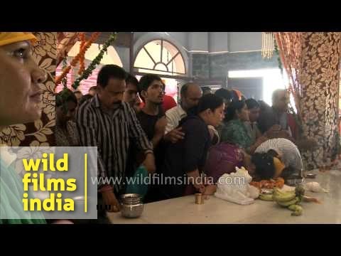 Devotees taking blessings from Sai Baba in Saisthanam temple