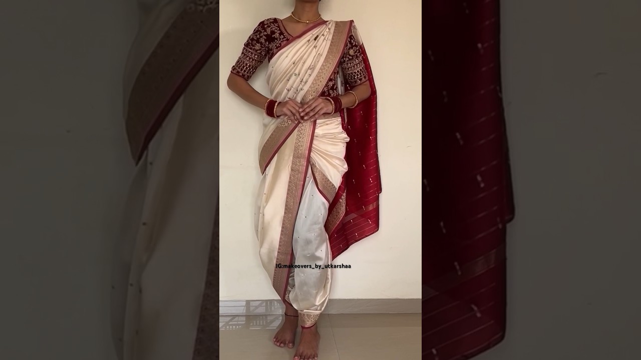 Dhoti Saree Draping #shorts #dhotistyle #saree #sareelove @GroomingwithUtkarsha