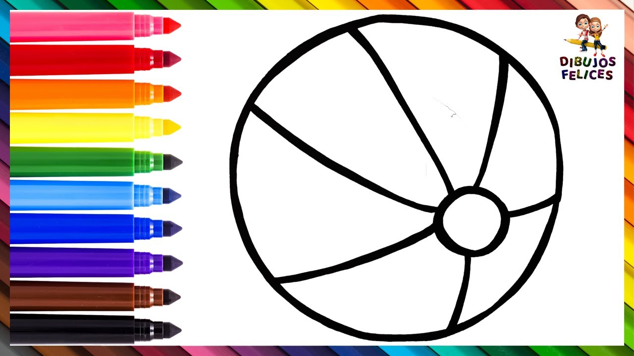 Dibuja y Colorea Una Pelota De Playa Arcoiris 🌊⛱️🟣🌈 Dibujos Para Niños