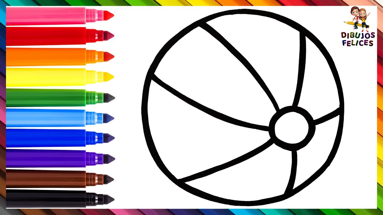 Dibuja y Colorea Una Pelota De Playa Arcoiris 🟣🌊⛱️🌈 Dibujos Para Niños