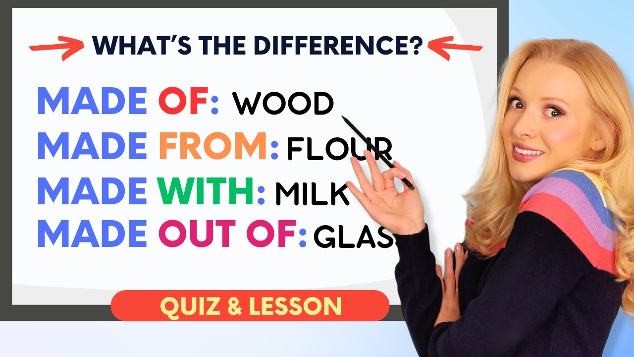 Difference between MADE OF / MADE FROM / MADE WITH / MADE OUT OF - Incredibly Useful English Grammar