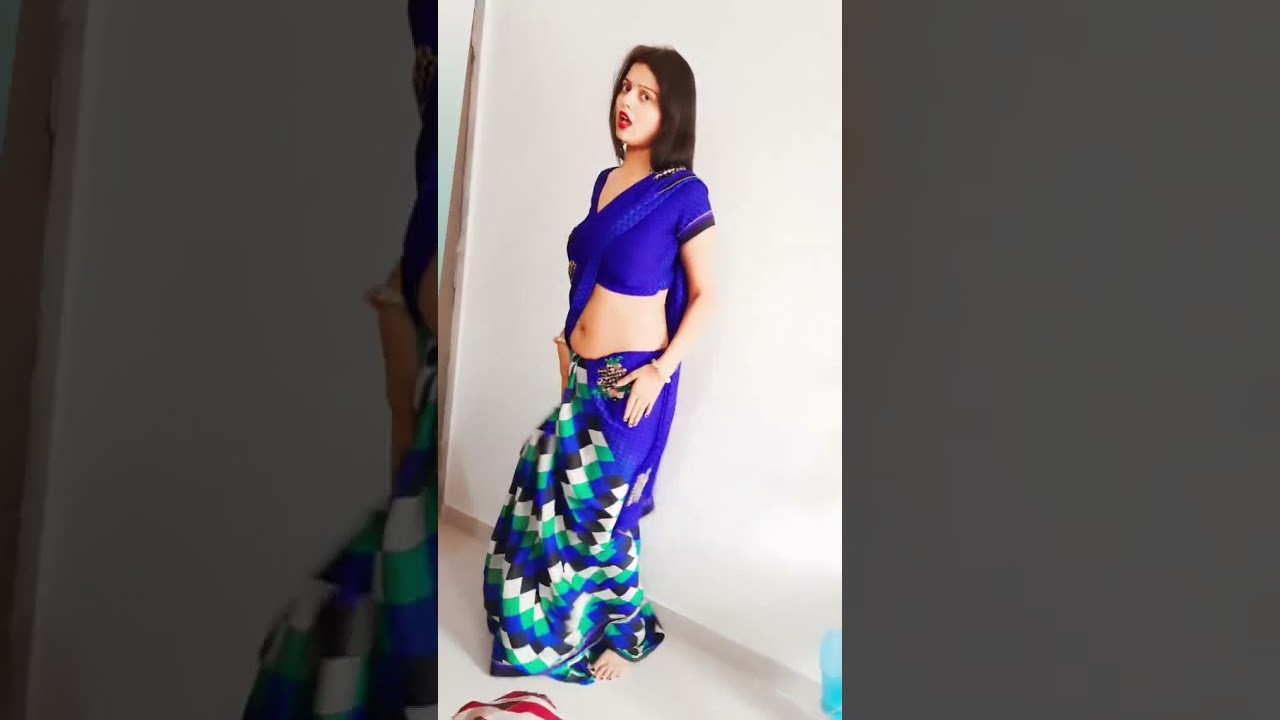 dilbar dilbar blue saree dancing girl super nice navel