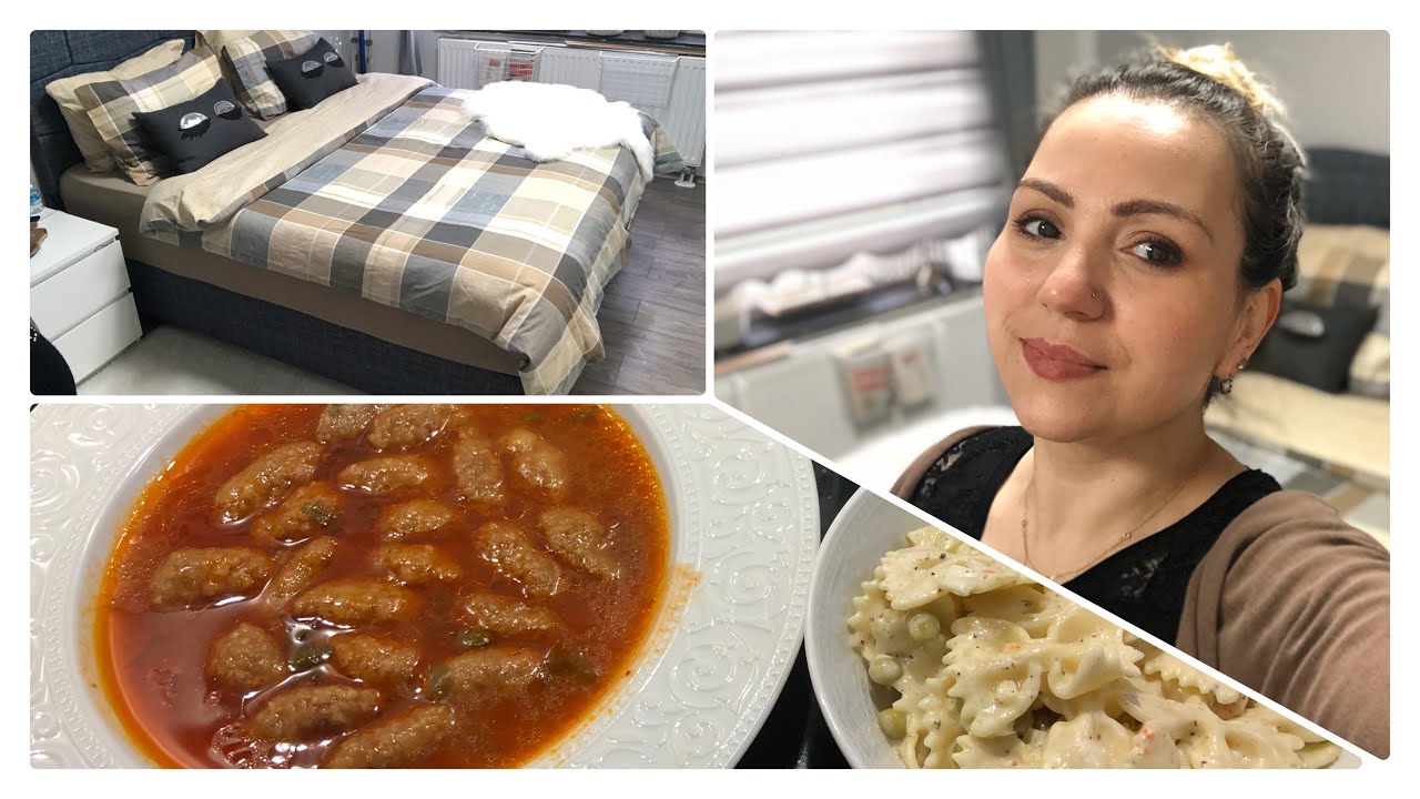 🧹Dip Köse Yatak 🛏Oda Temizligi🌸bedroom cleaning🌸Askam Yemegi 🥣Sulu Köfte Ve Makarna Salatasi 🍽