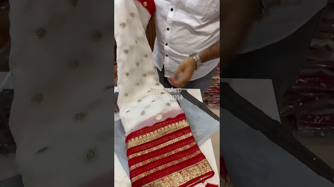 ❤️🤍Dispatching Our White Red Saree #rajasthanisarees #latestsarees #saree #latestsarees #georgette
