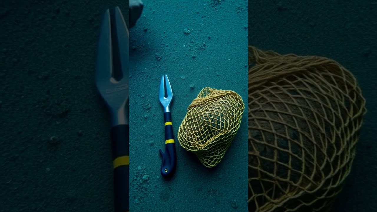 Diver frees bear cub from fishing net underwater