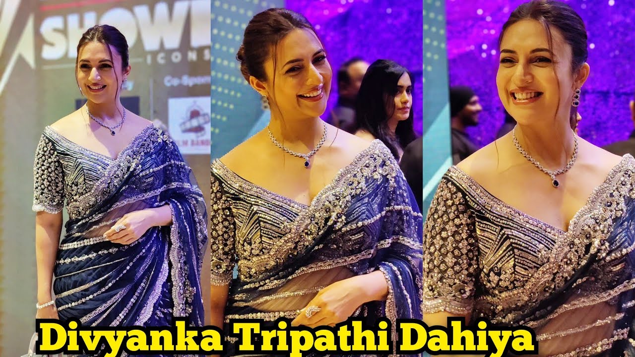 Divyanka Tripathi Dahiya Looking Very Beautiful in Black Saree At Midday Showbiz Icons 2023 Awards