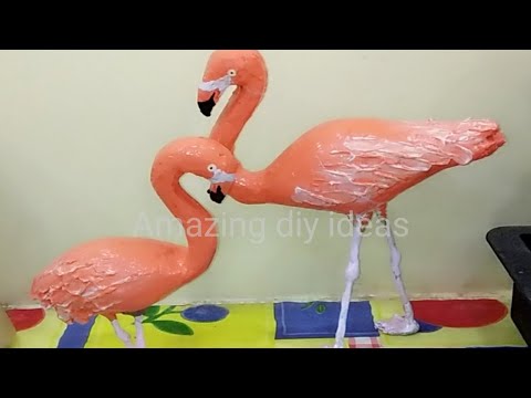 DIY - How to make flamingo showpiece from waste || Amazing diy ideas