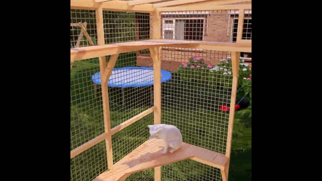 DIY Catio Plans Outdoor Cat Enclosure with Door #ad #catio #catlovers #catplaying #catplay #woodwork