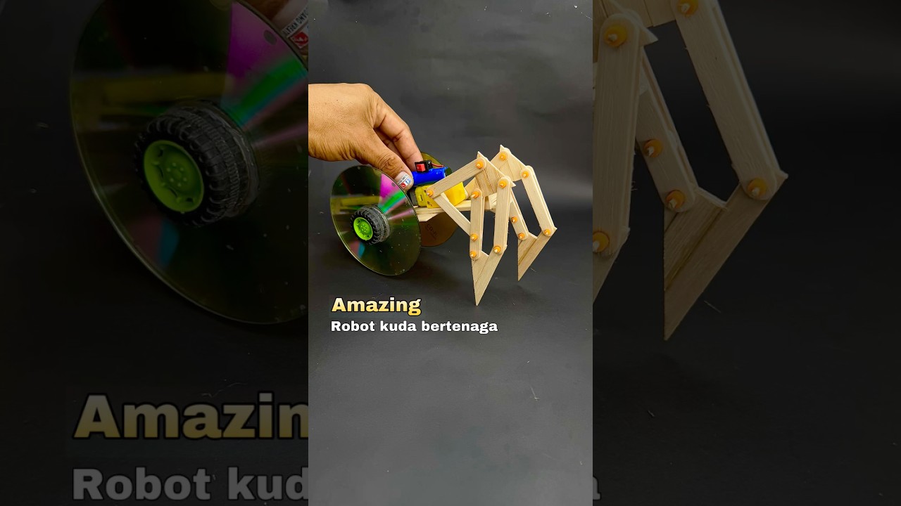 Diy creative dari stik menjadi robot kaki kuda unik bertenaga #diy #toys #unik #robot #tutorial