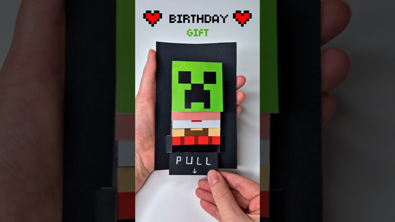 DIY MINECRAFT POP UP WATERFALL BIRTHDAY CARD 💚 Cute Gift Idea