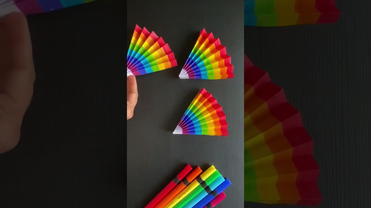DIY Rainbow paper fan | how to make a paper fan | Rainbow art and craft