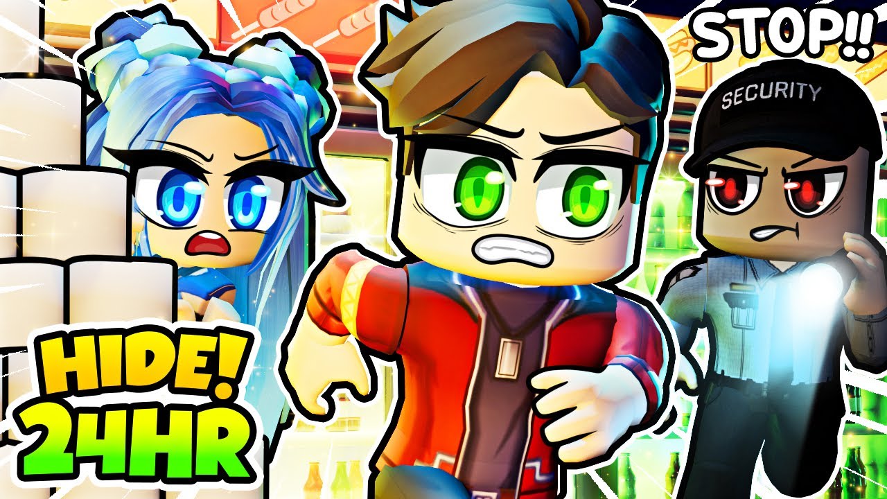 DON'T GET CAUGHT! We Stayed Overnight in a Roblox Mega Store!