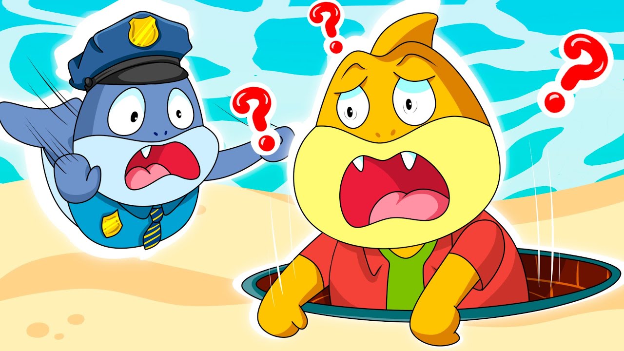 Don't Play on the Manhole Cover | Little Sharks Cartoon  Kids Songs And Nursery Rhymes