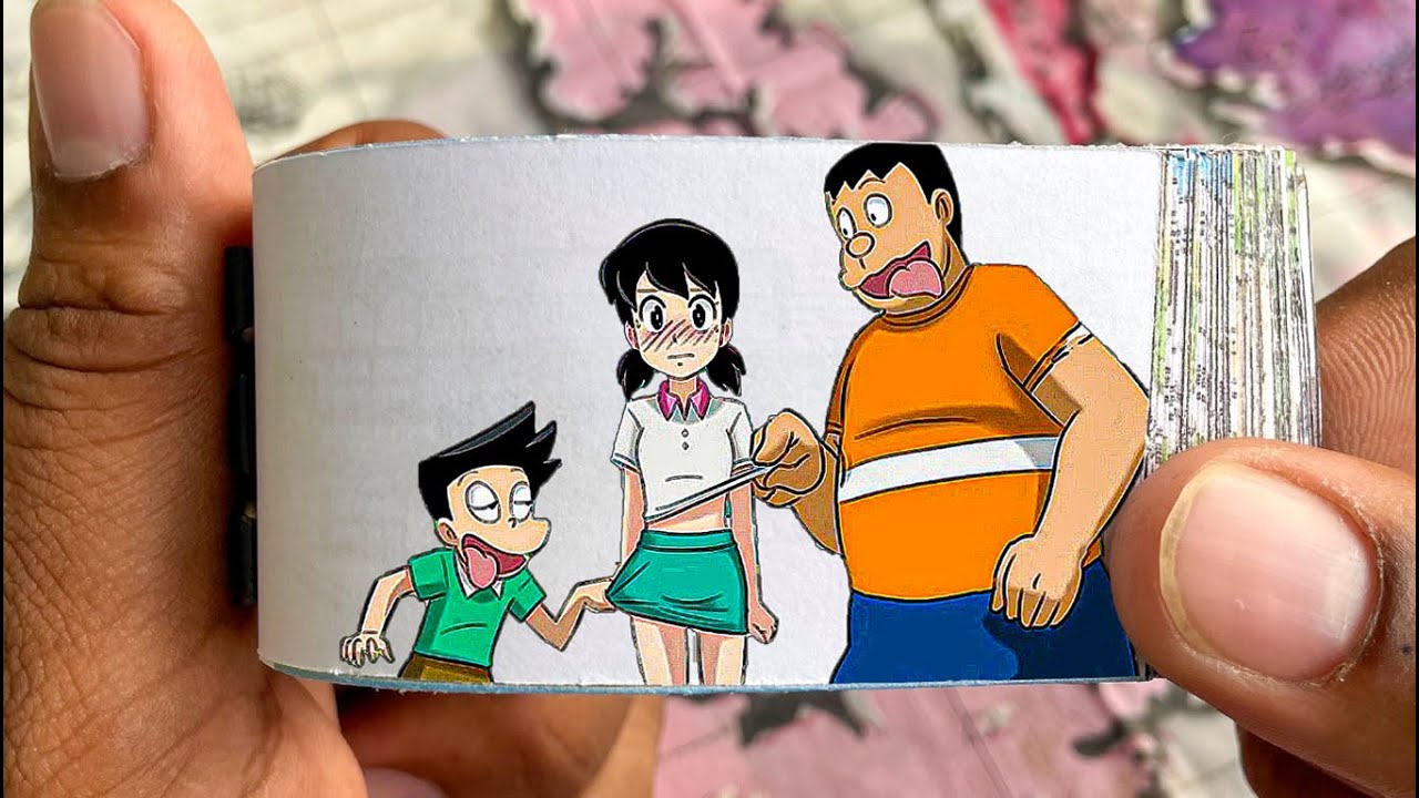 Doraemon Cartoon Flipbook #158 | Gian Suneo Pulls Shizuka Clothes Flip Book | Flip Book Artist 2023