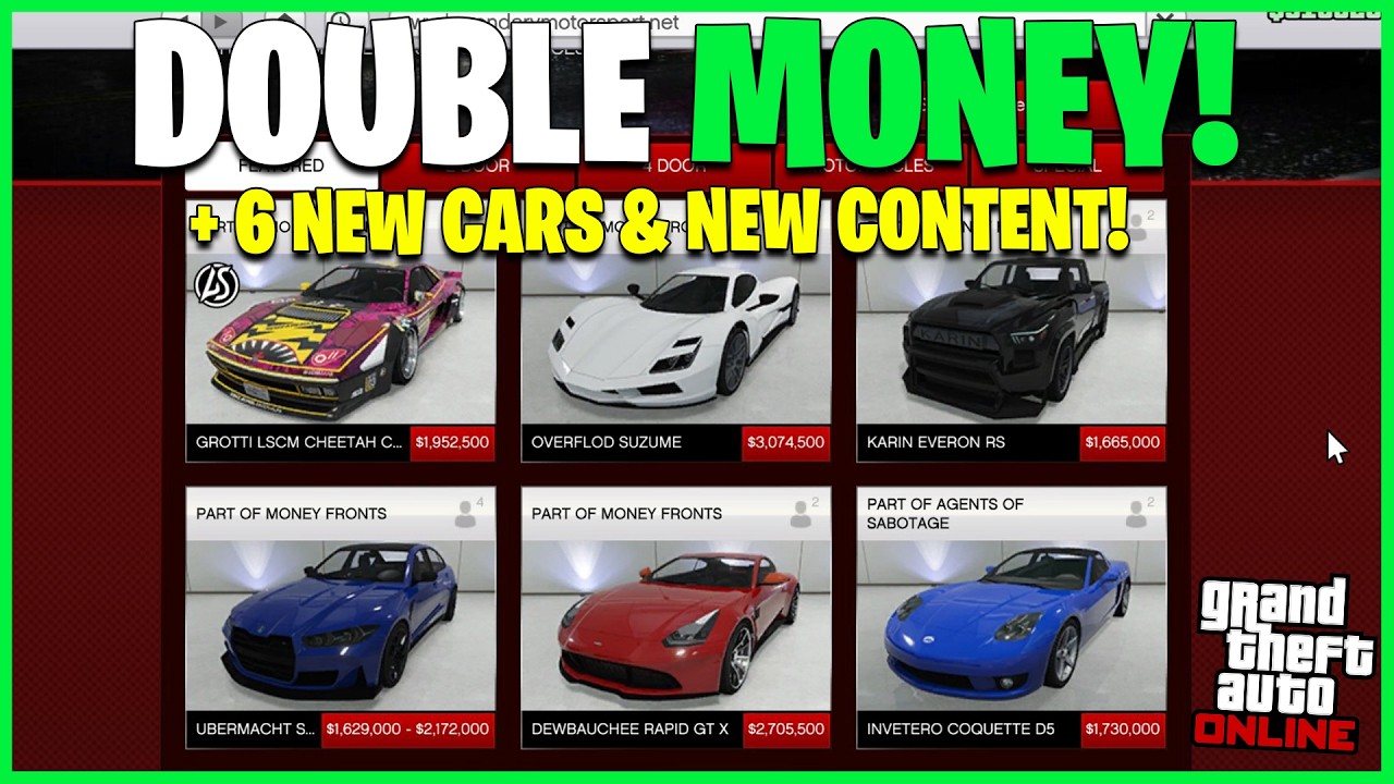DOUBLE MONEY, 6 NEW CARS, NEW MISSIONS & DISCOUNTS! GTA Online Weekly Update