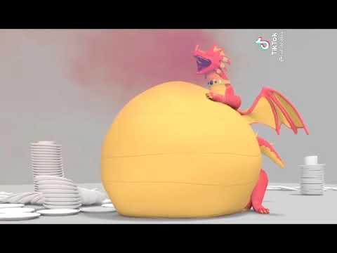 Dragon bloated belly gets full ( stomach growls and burps )