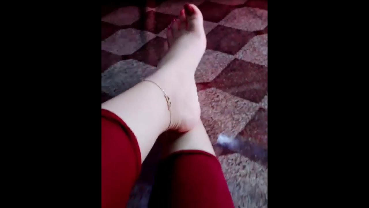 Drama Queen Bebo Showing her Beautiful Feet with Red Nails and Silver Anklet and Soft Milky Soles