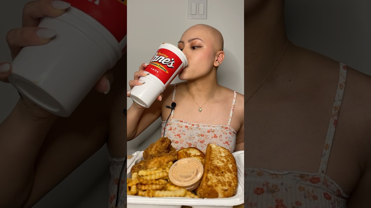 DRINKING CANES SAUCE?!?!🍗🥤 #shorts #mukbang #friedchicken #raisingcanes