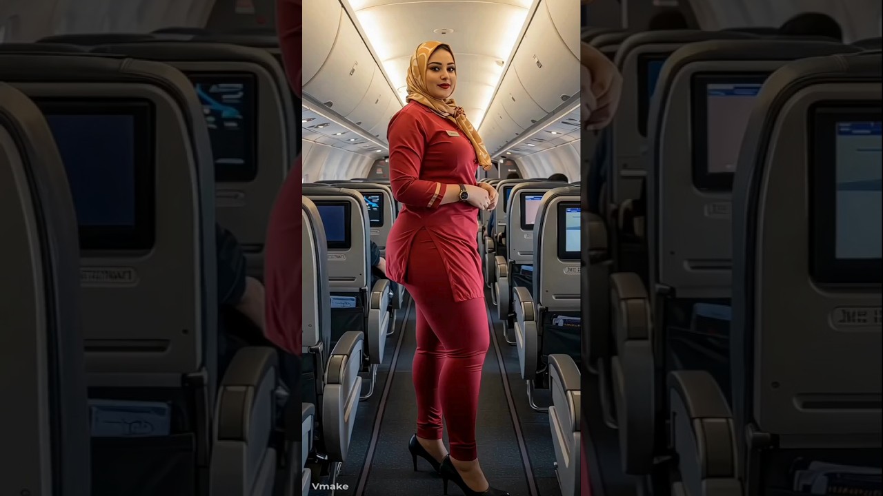 Dubai Princess: Gorgeous Air Hostess Posing in the Cabin | Girls #shorts #dubaiprincess #airhostess