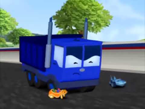 Dump Truck - No, no, no, no, no! (He shakes off a lot of his cement, which he gets stuck in) Oh.