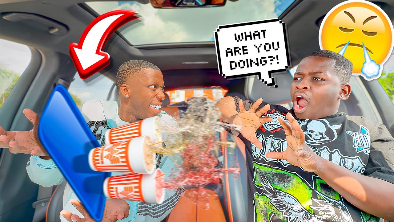 DUMPING ICE COLD FOUNTAIN DRINKS ALL OVER MY ANGRY BOYFRIEND!!! *BAD IDEA*