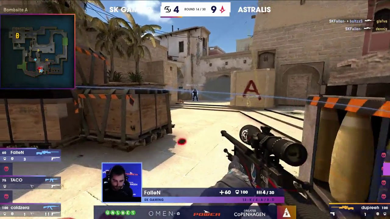 Dupreeh Insane 1v3 clucth with awp against sk - BLAST Pro Series final (CSGO)