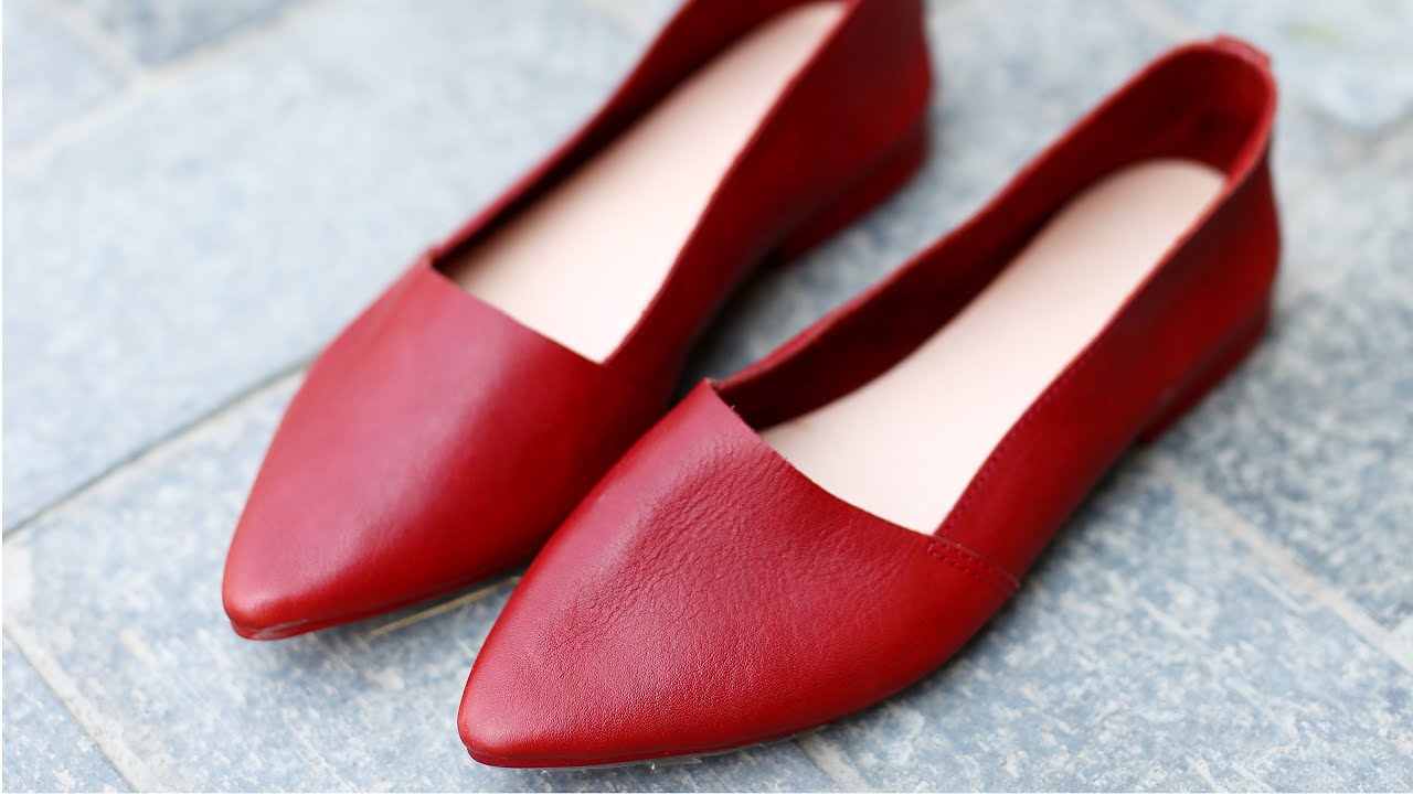 Dwarvesshoes-Minimalist Pointed Toe Flats Flats Red Soft Leather Flats.