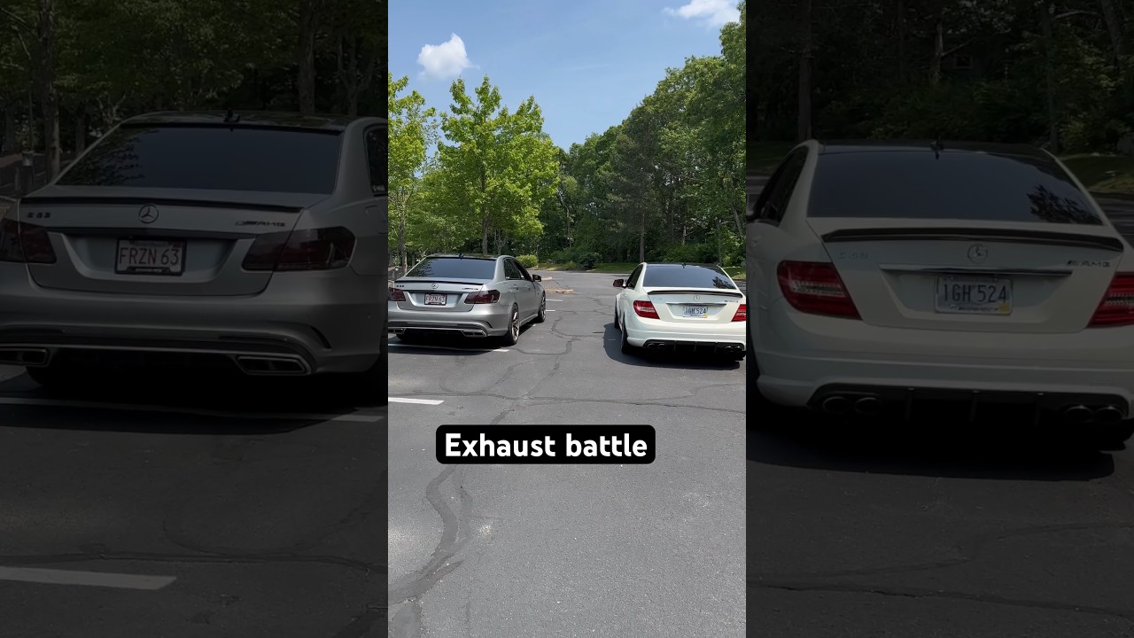 E63s vs C63 AMG. Pick your favorite exhaust note 🔥 Link to full vid in description #amg #e63s #c63