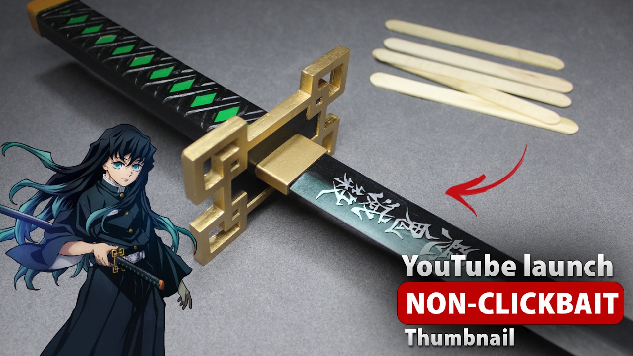 EASY & SIMPLE DIY | Cool Muichiro Nichirin Sword from Popsicle Stick w/Template | WITHOUT POWERTOOLS