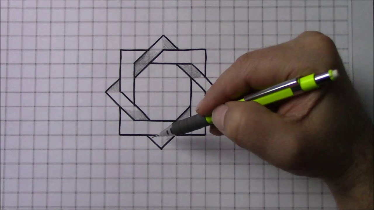 Easy 3D drawing that can be made on a square pad