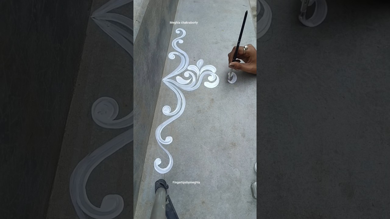 easy alpona for poila boishakh 🎨🖌️ fabric designs🤍floor painting ideas#forbeginners #alpona #design