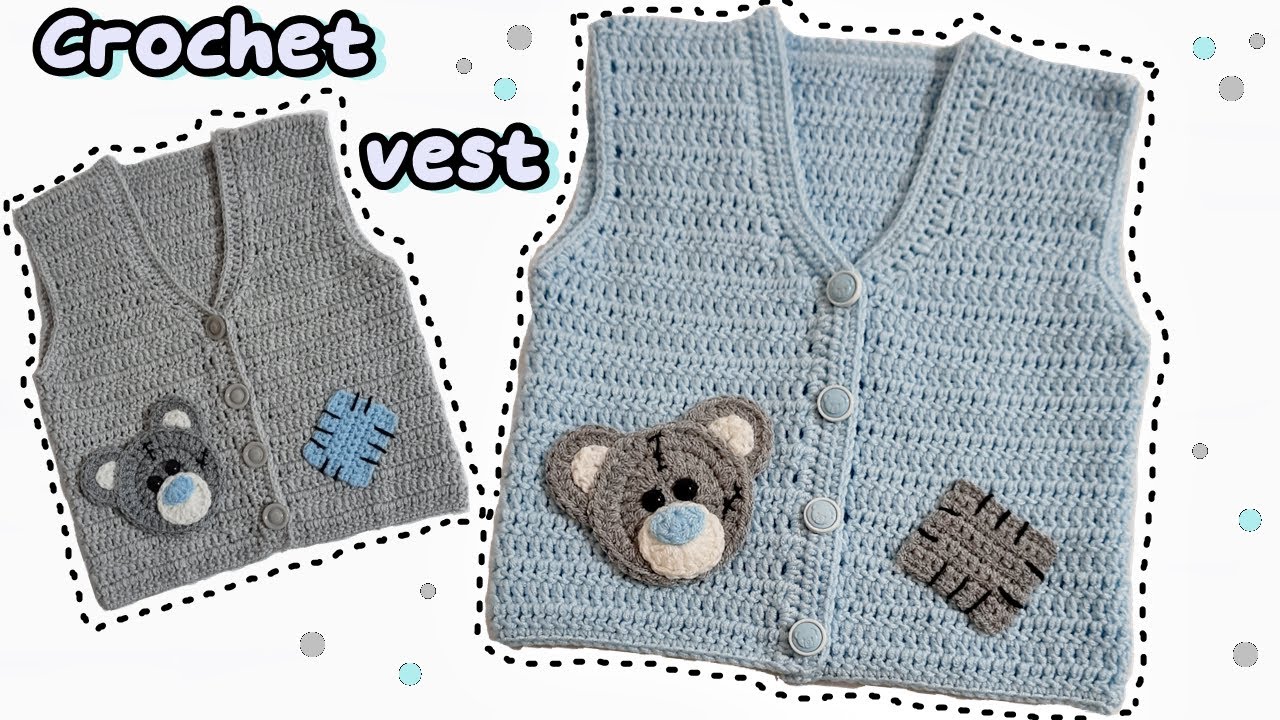 Easy Crochet baby cardigan/vest -Crochet baby vest (basic/easy level) (0- 12 month) #crochet