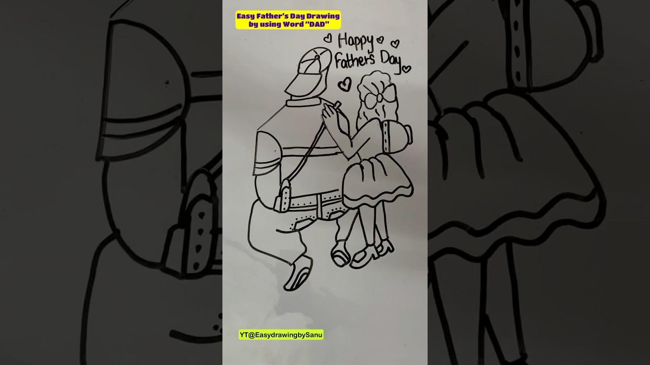 Easy Father’s Day Drawing by using word “DAD” #shorts