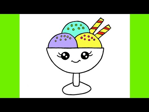 Easy Ice Cream Drawing, How to Draw Cute Ice Cream, Easy Picture Drawings for Kids Step by Step