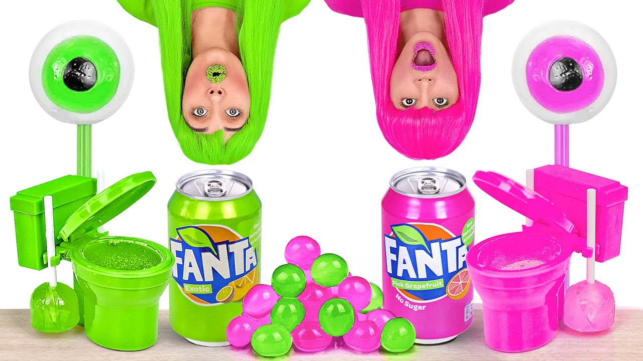 EATING ONLY ONE COLOR FOOD FOR 24 HOURS! Last To STOP Eating Pink VS Green Food by 123 GO! FOOD