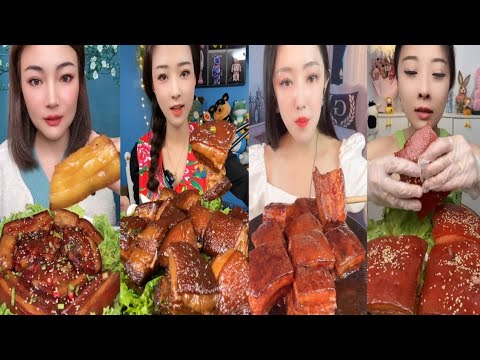 Eating spicy braised pork belly Mukbang Asmr eating sounds
