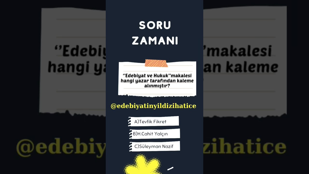 Edebiyat Soru-Cevap #edebiyat #aytedebiyat #yazarlar #kpss #sairler