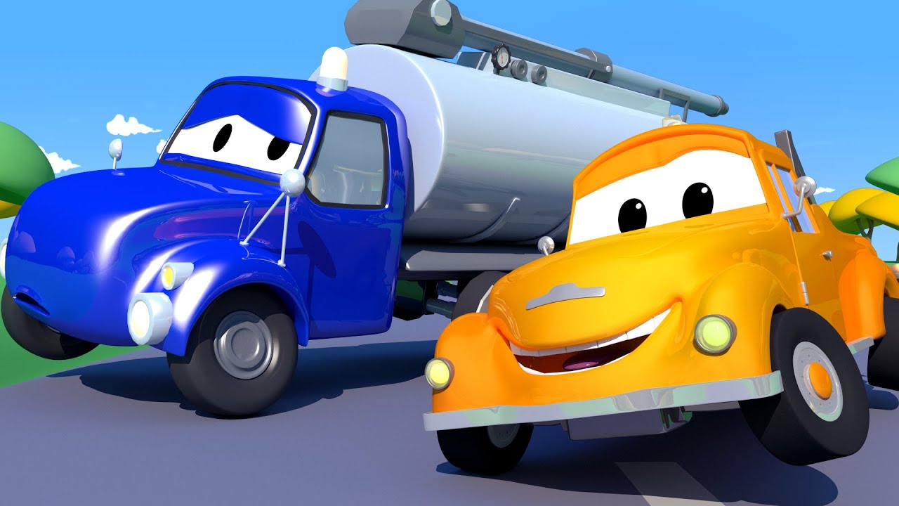 Çekici Tom  - Tanker Tyson'ın Pompası Patlıyor - Araba Şehri 🚚  Çocuklar için çizgi filmler