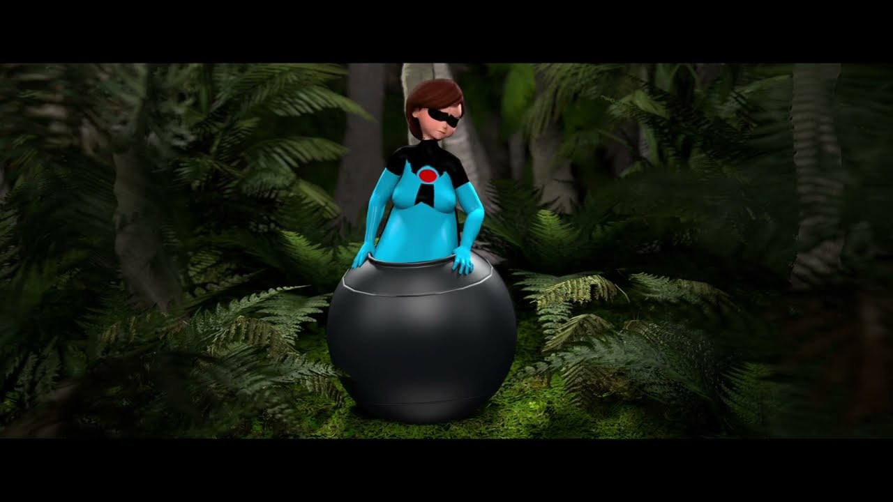 Elastigirl’s big belly stuck in pod with sound