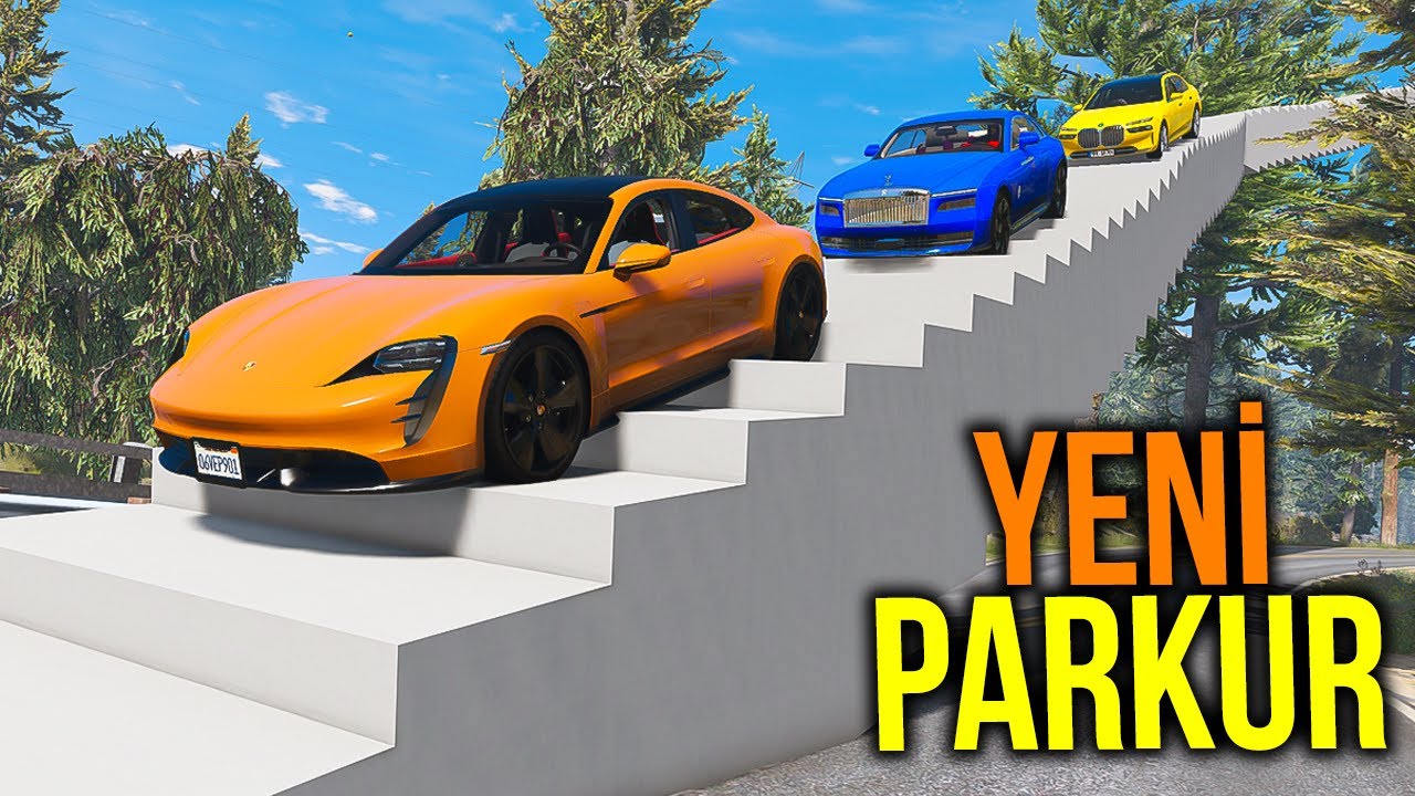Elektrikli Lüks Arabalar YENİ PARKUR Merdiven Parkurunda - GTA 5