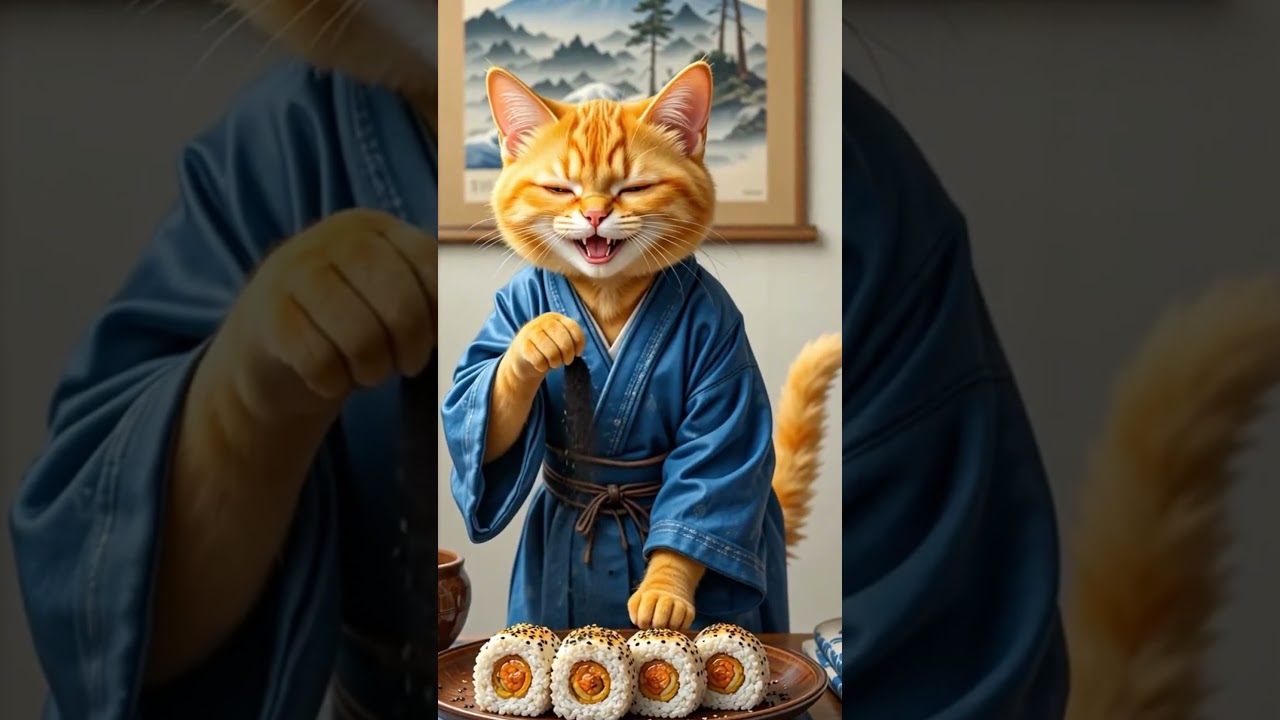 Eli the Cat Tries Making Sushi for the First Time #cat #food