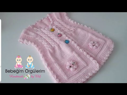 #elifpirenvise Burgulu Kız Bebek Yeleği (1-3 yaş)