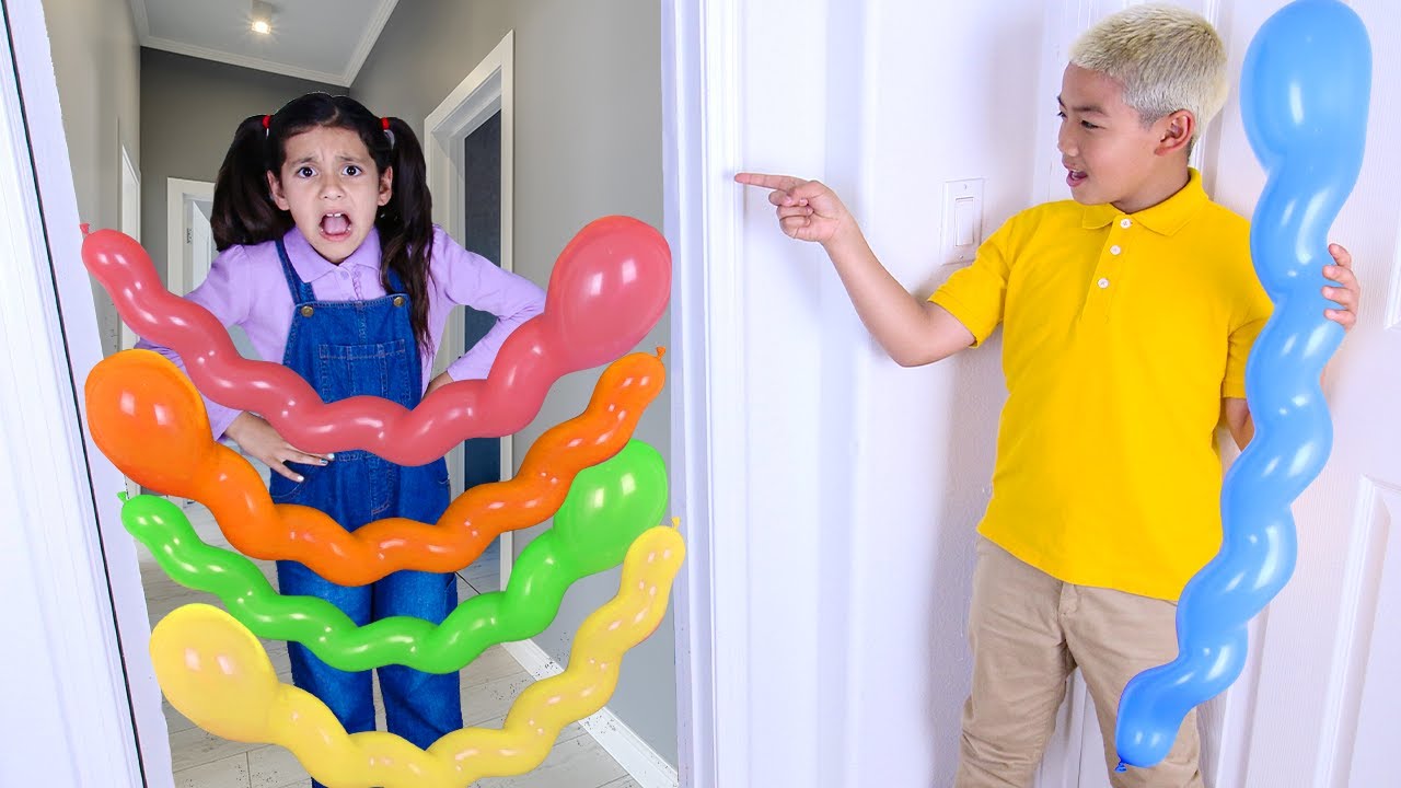 Ellie vs Eric Magic Wand Mayhem: Balloon Pranks!