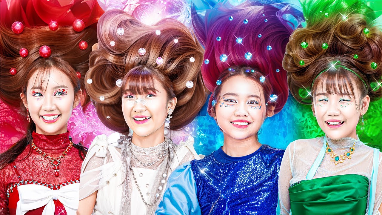 Emerald, Ruby, Diamond and Sapphire Girl At Jewelry Sleepover Party