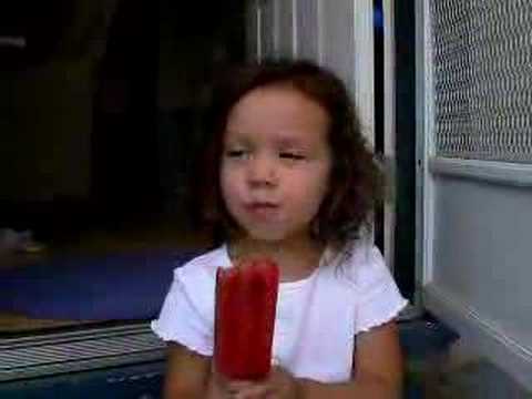Emiko eating a fruit bar