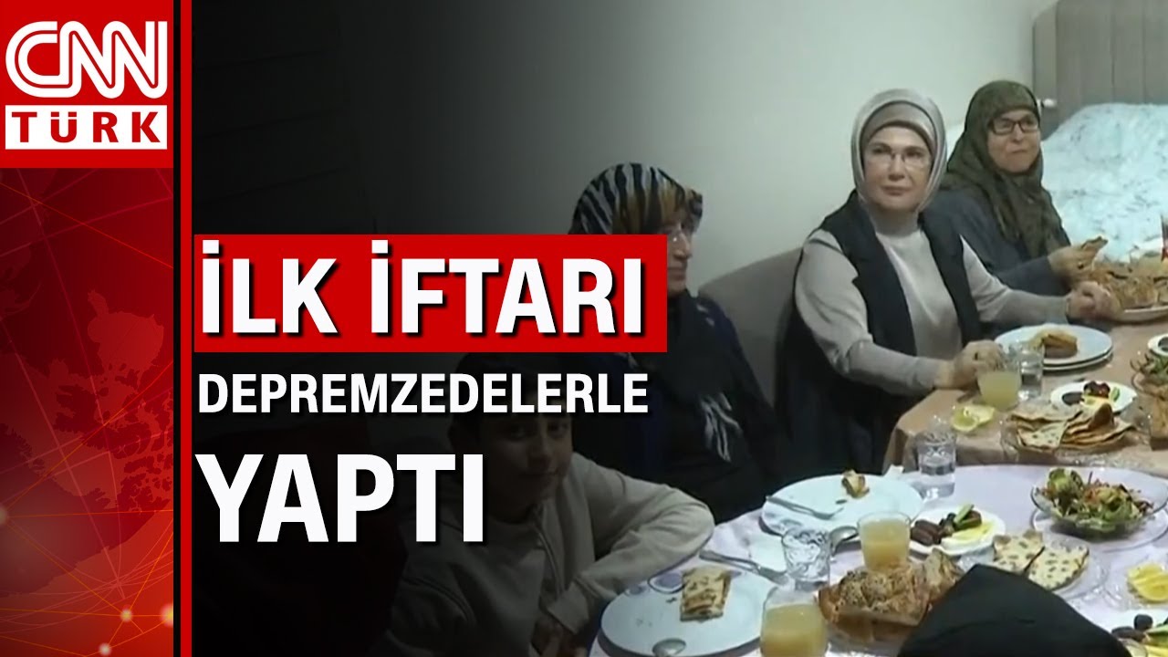 Emine Erdoğan ve Mete Gazoz ilk iftarı depremzedelerle yaptı