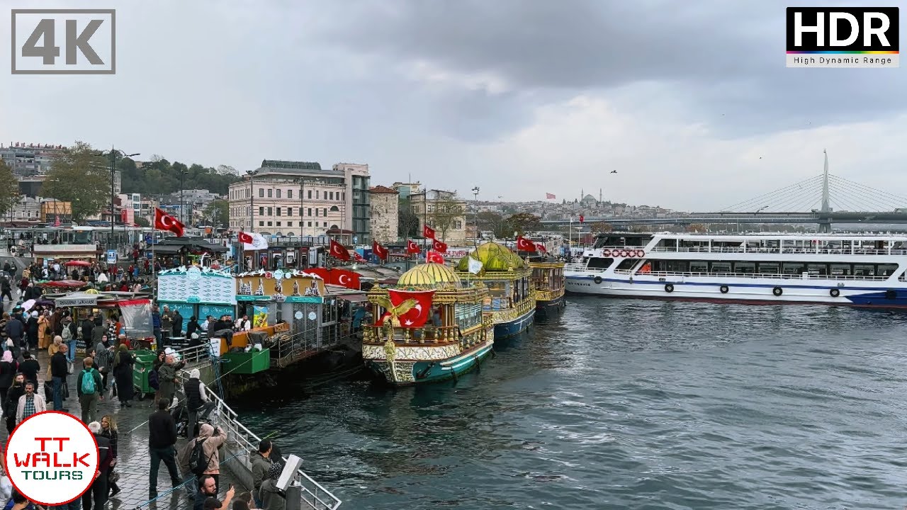 Eminonu & Sirkeci Walking Tour, Istanbul | 4K HDR