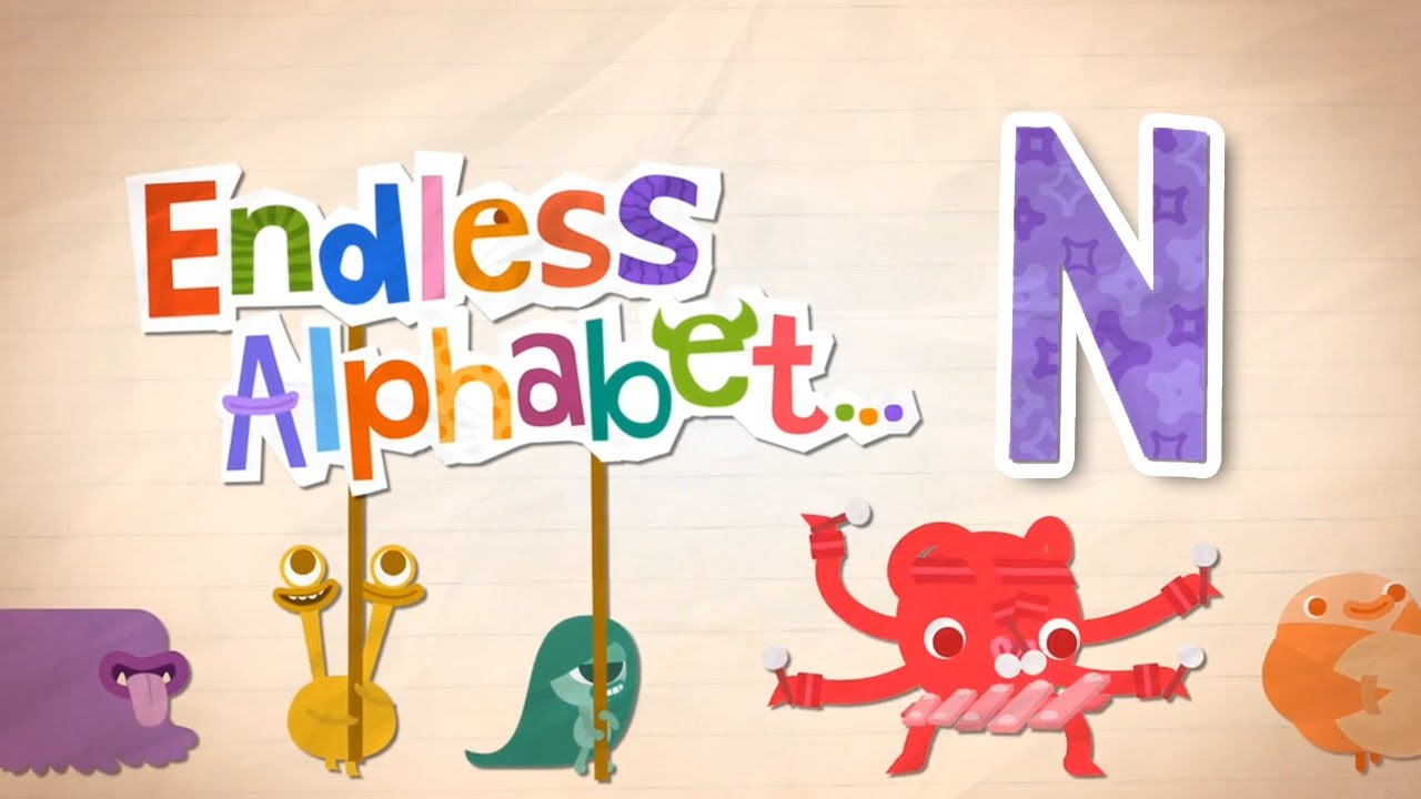 Endless Alphabet A to Z - Letter N - NAUGHTY, NIBBLE, NIGHTMARE, NOSEY | Originator Games
